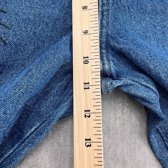 Red X Jeans Juniors 11 29Wx 31L Blue Black Tiger Stripe Glitter Bootcut Rock NWT - Picture 9 of 14